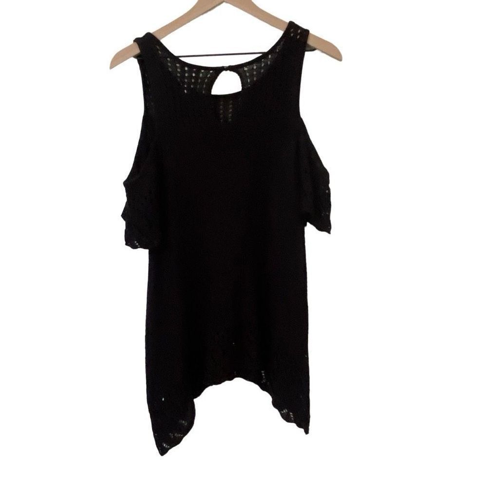 Lauren Conrad Large Black Knit Cold Shoulder Sweater